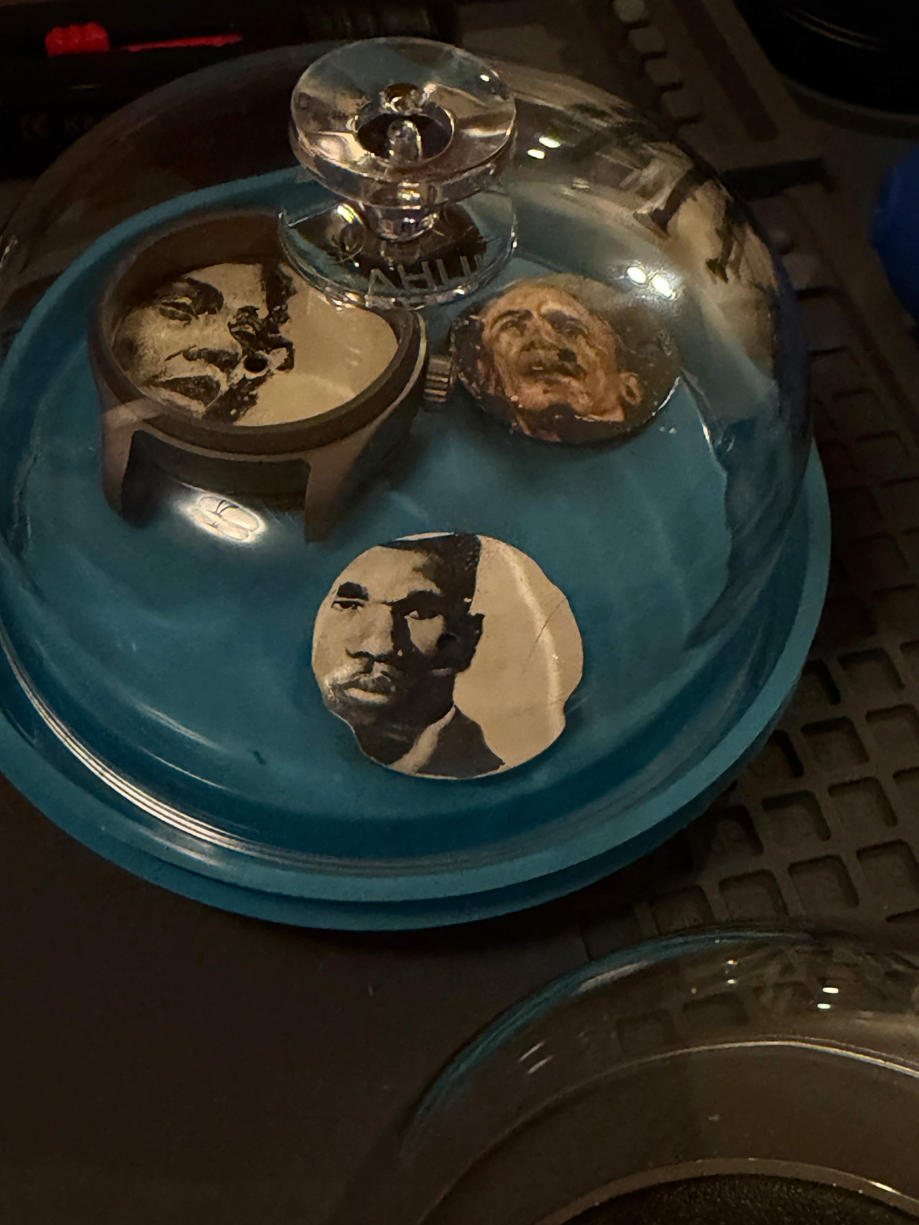 Three finished transfer dials waiting to be cased